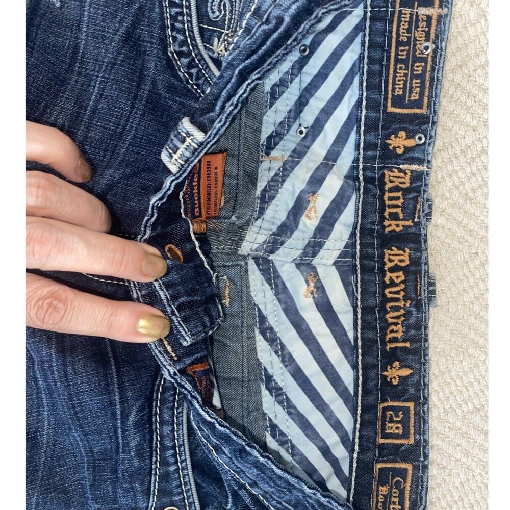 ROCK REVIVAL 28W 31L Corbin Boot EMBROIDERED Buckle Men Jeans - Picture 8 of 11